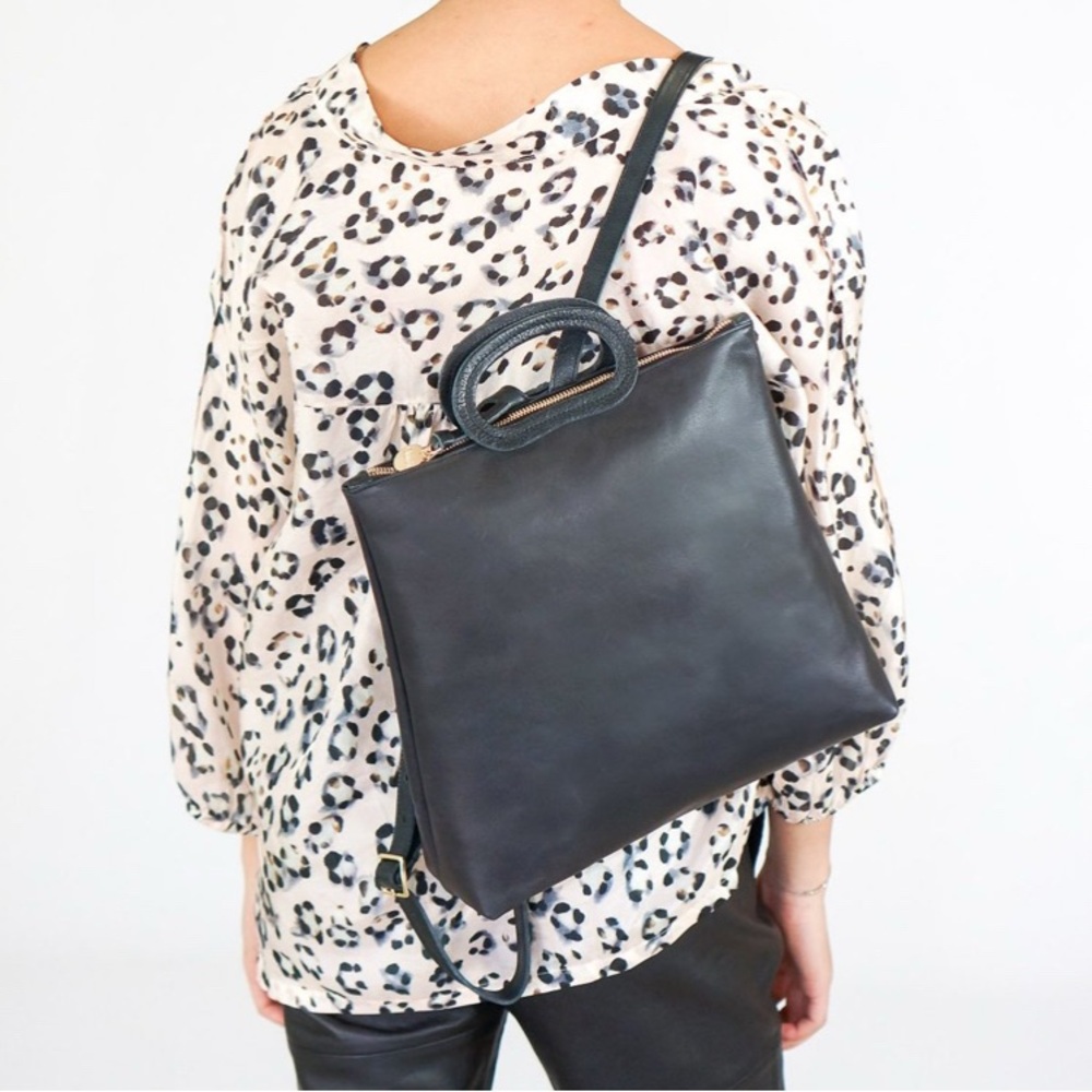 Clare V Marcelle Black Leather Backpack Bag - Picture 8 of 12
